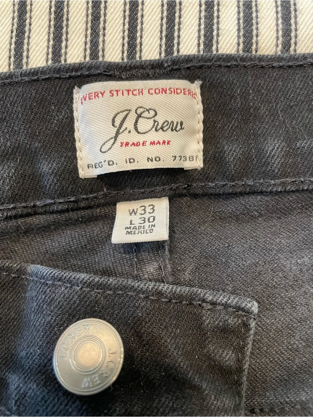 J. Crew Men's Black 1040 Athletic Taper Jeans 33x30